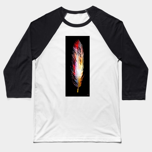 Colorful Feather Baseball T-Shirt by danieljanda